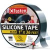 XFasten Self Fusing Silicone Tape Black 1" X 36-Foot, Silicone Tape for Plumbing, Leak Seal Tape Waterproof, Silicone Grip Tape, Rubber Tape Thick for Pipe, Hose Repair Tape, Stop Leak Tape