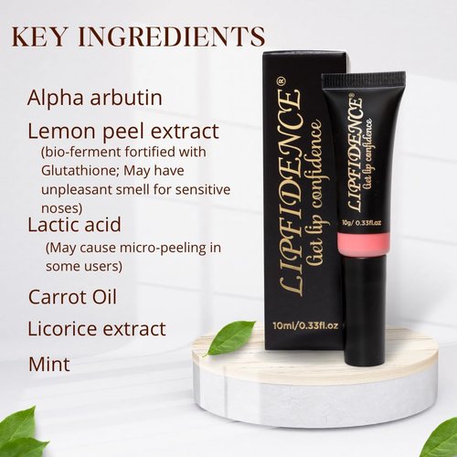 Lipfidence Lip Lightening Cream for Dark Lips|Lip Lightener for Smokers and Non-Smokers | Help fade lip discoloration with Alpha Arbutin & Licorice Extract | Scented+Soothing Mint 10ml/0.33fl.oz
