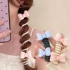 Double Bows Spiral Hair Ties No Damage Telephpone Line Hairties Plastic Coil Hair Ties for Women Hair Clips Ponytail Holders Telephone Cord Hair Bows Hair Elastics Bow Hair Tie Girls Hair Accessories