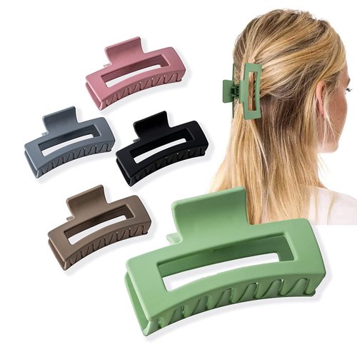 PACTIV 5PCS Nonslip Hair Claws,Strong Hold Matte Hair Claw Clips,Hair Clips for Women Thick Hair And Thin Hair, Fashion Hair Styling Accessories,5 Color 1 count (Pack of 5) MULTI