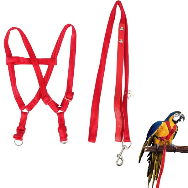 Yunnyp Pet Parrot Bird Harness and Leash, Adjustable Parrot Traction Harness Leash, Outdoor Flying Training Rope Anti Bite Training Rope for Parrot Macaw Cockatoos