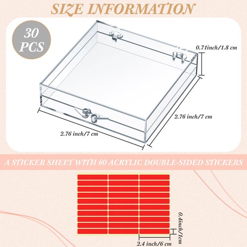 Landhoow 30 Pcs Press on Nail Storage Box with 60 Pcs Adhesive Double Sided Tape Artificial Nail Display Storage Box Acrylic Nail Box Organizer Case Transparent Nail Packaging Boxes for Nail Salon