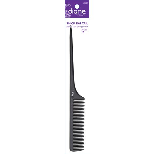 Diane 9" Thick Rat Tail Comb, Bone/Black (assorted colors)