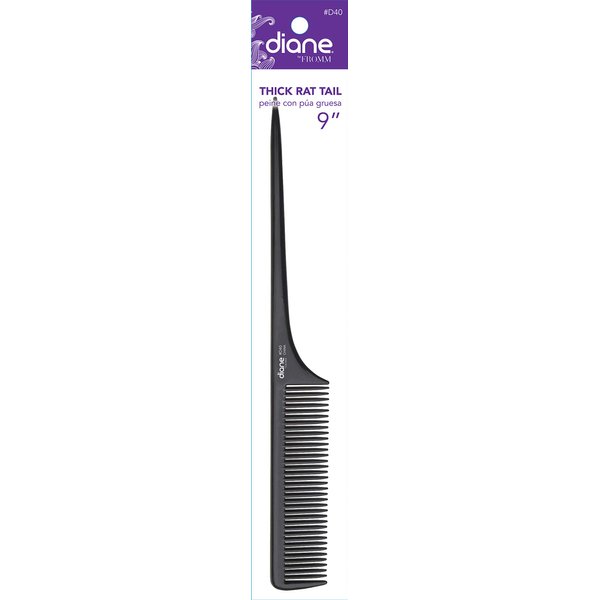 Diane 9" Thick Rat Tail Comb, Bone/Black (assorted colors)