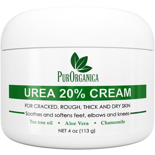PurOrganica Urea 20% Healing Cream 4 oz - Best Callus Remover - Moisturizes and Rehydrates Hands, Feet and Knees to a Healthy Appearance - Soothes and Softens Thick, Cracked, Rough Dead and Dry Skin