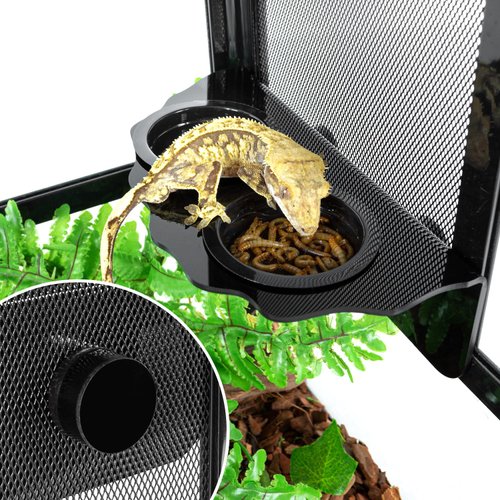 REPTI ZOO Magnetic Gecko Feeding Ledge, Acrylic Aboreal Feeding Ledge with 6PCS Cups, Strong Magnetic Reptile Ledge Gecko Food Ledge