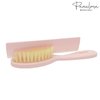 Parcelona French Grooming Combo Light Pink 6" Celluloid Soft Natural Silk Bristles Baby Brush and Comb for Girls and Toddlers Styling Girls Hair Accessories