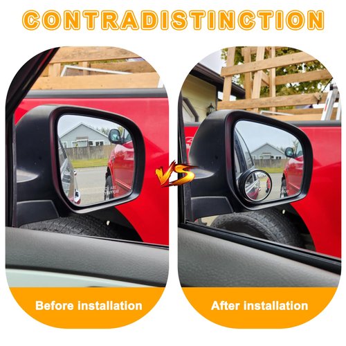 2 Pieces Blind Spot Mirror - PSLER 2" Round HD Glass Convex Rear View Mirror with Frame, 360° Wide Angle Side View Mirror Accessories with Self Adhesive Back for Car SUV and Trucks, Black