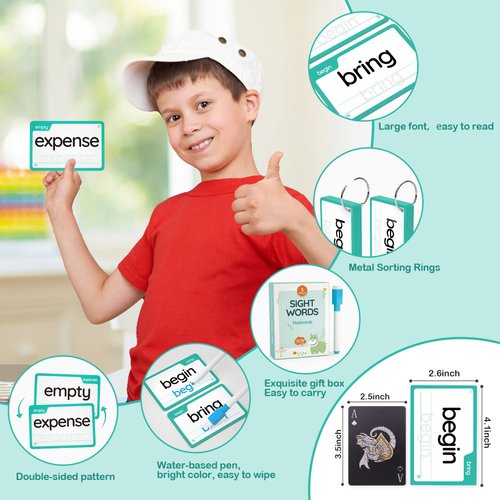 WJPC High Frequency Sight Words Flash Cards 2nd, 3rd Grade (Third-Grade) for 7,8.9 Years Age Kids Boys, Girls, Homeschool Learn to Read, Write.