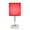 Simple Designs LT2007-RED Chrome Mini Basic Table Lamp with Fabric Shade, Red