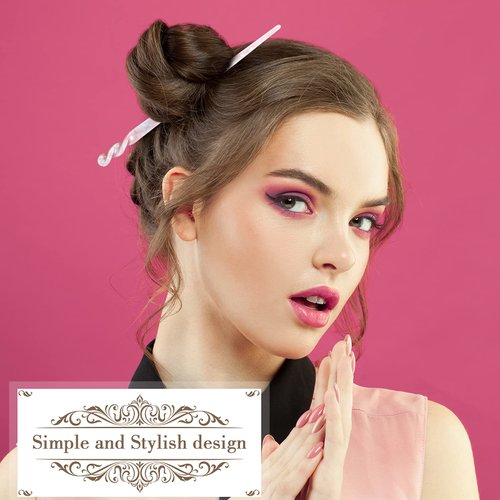 12 Pieces Acetate Hair Sticks Styling Hair Chopsticks Hair Accessories Tortoise Shell Hairpin Leopard Print Hair Pins Chinese Retro Hairpins Disk Hair Sticks for Women (Elegant Colors)