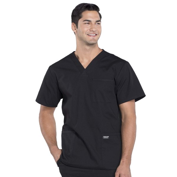 Cherokee Scrubs for Men Workwear Professionals V-Neck Four-Pocket Scrub Top WW695, M, Black