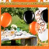 60 Pcs Balloons Kit 12 Inch Confetti Balloons with 2 Rolls Ribbon Latex Balloon Party Favor Metallic Balloons for Memorial Day, Birthdays, Fourth of July, Halloween Decorations(Black, Orange, White)