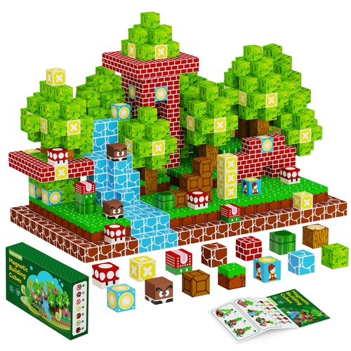 120Pcs Magnetic Blocks - Build Mine Magnet World Set, 1" Magnetic Cubes, STEM Sensory Montessori Building Toys Valentines Christmas Birthday Gifts for Boys & Girls Age 3 4 5 6 7 8-13 Years Old