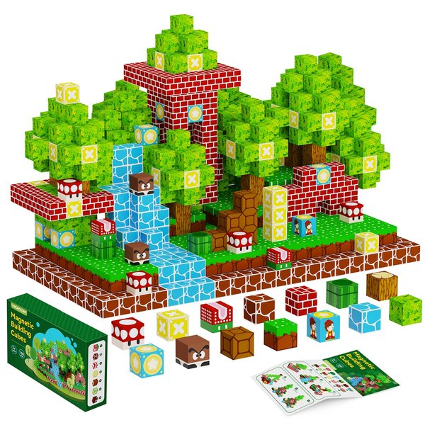 120Pcs Magnetic Blocks - Build Mine Magnet World Set, 1" Magnetic Cubes, STEM Sensory Montessori Building Toys Valentines Christmas Birthday Gifts for Boys & Girls Age 3 4 5 6 7 8-13 Years Old