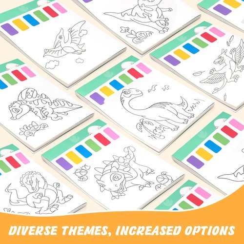 TWWDE AUG Paint with Water Books,Watercolor Coloring Book for Kids Ages 4-8,Watercolor Painting Book for Toddlers,Coloring Books for Toddlers 1-3,Magic Book Art Craft Gift for Drawing-Dinosaurs