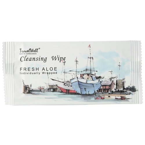 TRAVELWELL Makeup Remover Wipes Individually Wrapped Natural Fresh Aloe Travel Packs Elderly Bathing Cleansing Wipes - 100 Count per Package | Travel Size Toiletries | Hotel Toiletries Bulk Set