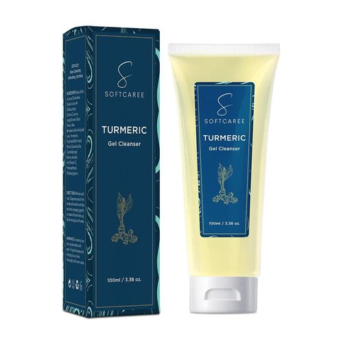 Softcaree Gel Cleanser Facewash Infused with Vitamin C + Turmeric Extract - Hydrating Cleanser Face Wash to Replenish Skin + Wash Away Dirt, Makeup