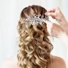 Healeved Bride Wedding Hair Comb Rhinestone Hair Clip Bridal Hair Accessories Crystal Pearl Headpiece Bridal Flower Hair Piece Bride Hair Pin Wedding Hair Accessories for Women