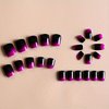Purple Press on Nails Short Square French Fake Nail Glossy False Nails with Gradient Designs Glossy Purple Black Acrylic Nails Full Cover Stick on Nails for Women and Girls 24 Pcs…