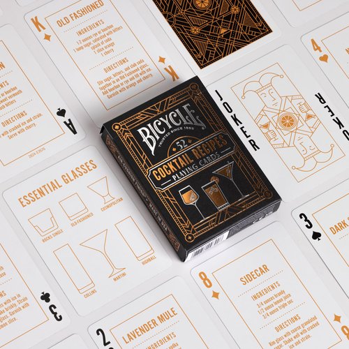 Bicycle Cocktail Playing Cards, Includes 52 Cocktail Recipes Featuring Old Fashioned, Margarita, Moscow Mule, Daiquiri, and Mojito Cocktail Recipes, 1 Deck