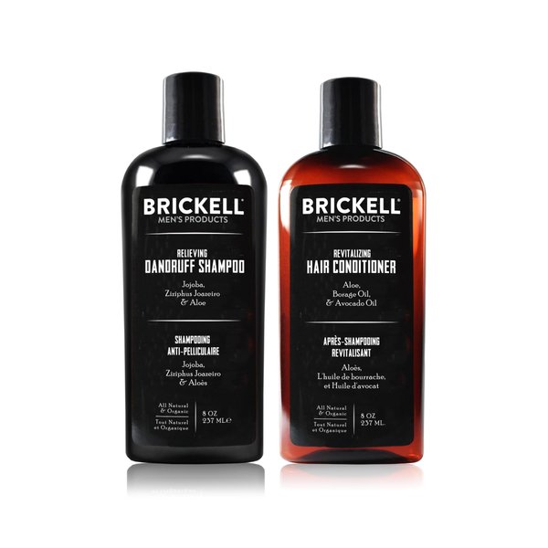 Brickell Men’s Daily Relieving Hair Care Routine, Dandruff Shampoo and Conditioner Set For Men, All Natural and Organic, Scented