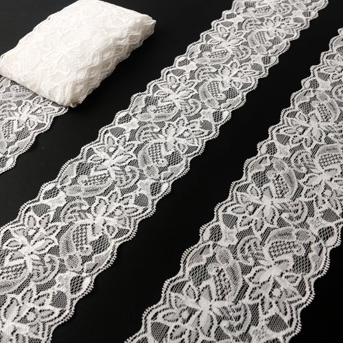 VGOODALL 3 Inch White Lace Ribbon, 10 Yards Wide Stretchy Lace Trim Elastic Floral Lace for Bridal Wedding Decoration Gift Wrapping DIY Sewing Craft Hair Bow Making
