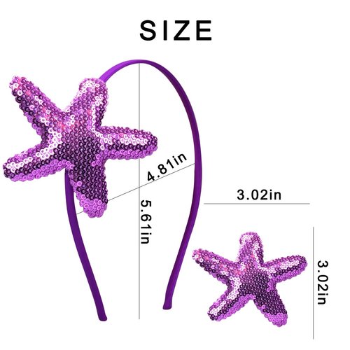 Totelux Starfish Sequins Headband Glitter Sea Star Hair Bands Purple Sea Shell Hair Accessories for Women Girls Beach Birthday Party Favors Decoration Supplies Gift