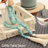 Natural Gemstone Bead Garland with Tassel,31inch Farmhouse Rustic Country Table Decor Prayer Healing Beads Boho Wall Shelf Hanging Decoration (Turquoise)