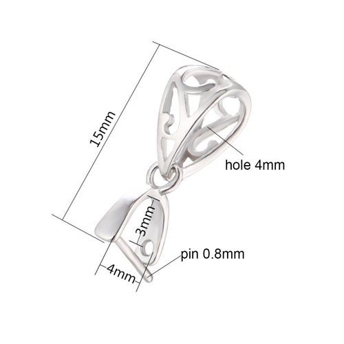 Sorcozn 2pcs 925 Sterling Silver Pendant Bail Connector Clasp Charms for Necklace DIY Jewelry Craft Making Accessories (Platinum Color)