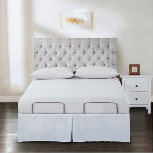 Bed Maker's Wrap-Around Microfiber Bed Skirt for Adjustable Beds, Tailored Style, 15 Inch Drop Length, King, White