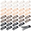 40 Pieces Snap Hair Clips Grip Hair Clips Metal Hair Barrettes for Women Snap Clips Double Hair Clip Pins Women Hair Accessories for Women Hair Making Salon(Black, Dark Brown, Beige, Cream)