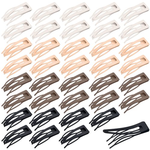 40 Pieces Snap Hair Clips Grip Hair Clips Metal Hair Barrettes for Women Snap Clips Double Hair Clip Pins Women Hair Accessories for Women Hair Making Salon(Black, Dark Brown, Beige, Cream)