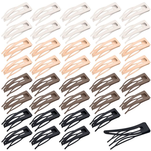 40 Pieces Snap Hair Clips Grip Hair Clips Metal Hair Barrettes for Women Snap Clips Double Hair Clip Pins Women Hair Accessories for Women Hair Making Salon(Black, Dark Brown, Beige, Cream)