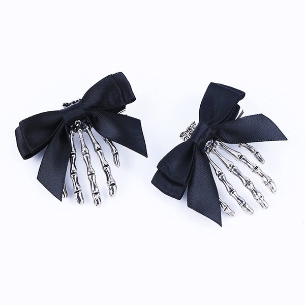 Soochat 2 Pcs Skeleton Hand Hair Clips Skull Hand Barrettes Bone Claw Hairpins Hair Clip Halloween Horror Party Decoration Cosplay Costume Headpiece Hair Accessories