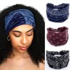 Hanfluenve 3Pcs Wide Headbands for Women Black Blue Red Sport Headbands Stretchy Head Turban Fashion Twist Knotted Hair Accessories