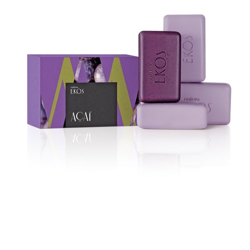 natura - Ekos Açaí Creamy & Exfoliating Bar Soap Set (4 Pack) - 1 Exfoliating Bar, 3 Creamy Bars - Pure Plant Based Oils - Vegan Skin Care - Brazilian Beauty Secrets - Self Care - 3.5oz (100g)