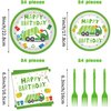 BQK 96 Pcs Garbage Truck Paper Plates Garbage Truck Birthday Decorations Garbage Truck Party Supplies Garbage Truck Party Favors