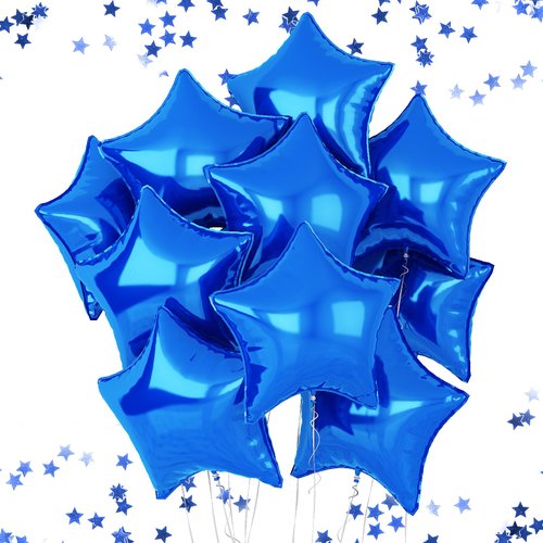 Blue Star Foil Balloons, 18 Inches Star Foil Balloons for Helium, 10 pcs Blue Star Birthday Balloons for Birthday Party Graduation Wedding Anniversary Baby Shower Party Decorations
