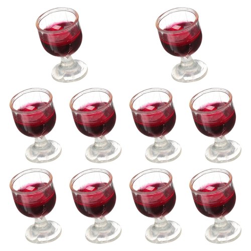 NUOBESTY 10Pcs 1: 12 Wine Glasses Dollhouse Cocktail Glasses Mini Red Wine Drink Cups for Dollhouse Decors Kitchen Accessories Miniature Wine Glasses Miniature Goblet
