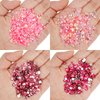 AUREHEN 15000PCs 2-6MM Pink Series Resin Flat Back Rhinestones, Round Non Hotfix Jelly & Silver Bottom Resin Rhinestones Nail Gems Stones with Tweezer & Picker Pen for Nail Art Tumblers & DIY Crafts