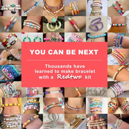 Redtwo 4200 Pcs Clay Beads Bracelet Making Kit, Friendship Preppy Flat Polymer Heishi Beads Jewelry Kits with Charms, Gifts for Teen Girls Crafts for Girls Ages 8-12 (4200pcs 24colors)