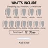 MISUD Press on Nails Medium Almond Fake Nails Glossy Glue on Nails Bling Glitter Acrylic Nails Stiletto Nude Artificial Nails Sparkly Sequins Stick on False Nails with Design 24 pcs