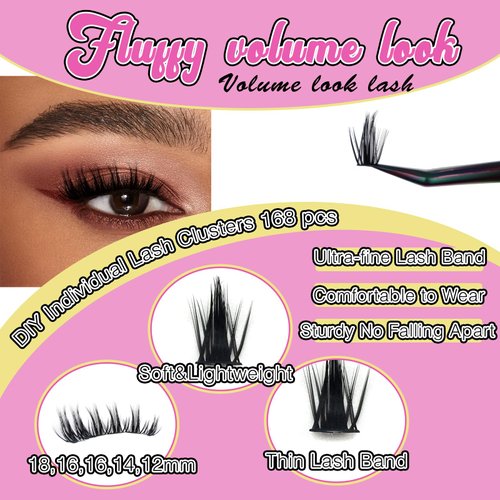 SZYZKJ Lash Clusters 3D Multilayered DIY Cluster Eyelash Extensions 144pcs D Curl 12-18mm Mix Individual Lashes Cluster (C Honey 12-18mm-D)