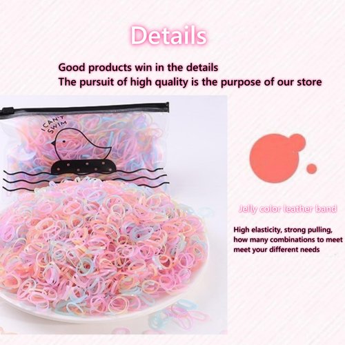 Small Rubber Bands For Hair,1000pcs Mini Seamless Rubber Bands,Soft Colorful Girls Kids Hair Bands,Suitable For Women Kids Braids,Weave Different Hairstyles,Jelly Color