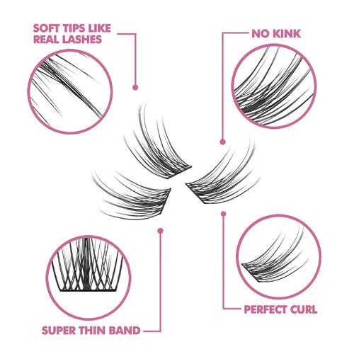 DIY Eyelash Extension, 3D Effect Individual Melt Flare Lash Cluster Natural Lashes Set, Home Eyelash Extension, D curl Lashes Pack 12mm,14mm (12MM-Spikes)