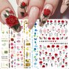 Flower Nail Art Stickers Decals 6Sheets Spring Rose 3D Self-Adhesive Nail Stickers Flowers Rose Butterfly Design Nail Decals for Nail Art Women Girls Acrylic Nails Decorations DIY Nail Art Supplies
