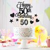 Lecferrarc 50th Birthday Cake Decorations, 50th Birthday Candles Cake Numeral Candles and Glitter Happy 50th Birthday Cake Toppers Set for Birthday Party Supplies (Black)
