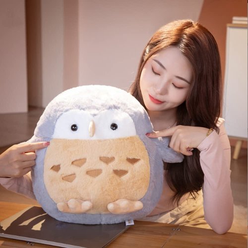 JOSON Owl Animal Plush Children's Pillow, Super Soft owl Pillow, Cute Furry owl Plush Toys, Boys Daughter Christmas, Birthday Gifts. (Grey)