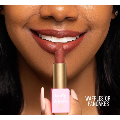 Beauty Bakerie Makeup Matte Lipstick, Long Lasting 24hr Wear Lip Stick for Women, Smooth Matte Finish, Highly Pigmented, Moisturizing, Smudge-Proof Matt Lipsticks, 3.5g, Waffles or Pancakes